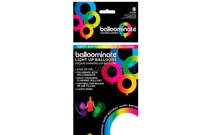Balloominate set van 5 happy birthday kleur LED Balloominate set van 5 happy birthday kleur LED