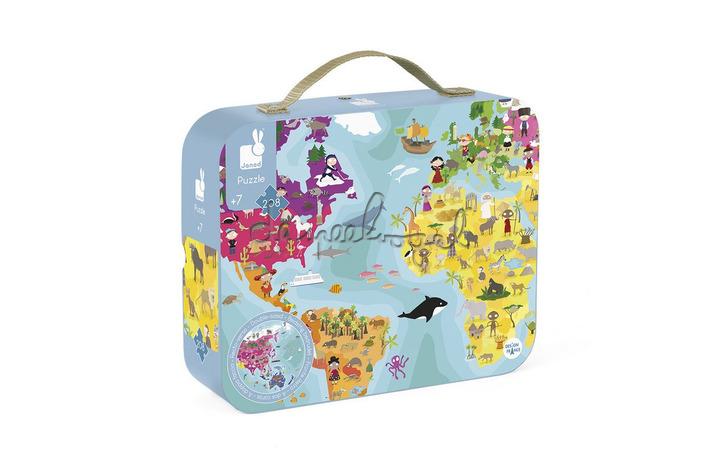J02655 Puzzel, Kaart van de Wereld Dubbelzijdig 208st J02655 Puzzel, Kaart van de Wereld Dubbelzijdig 208st