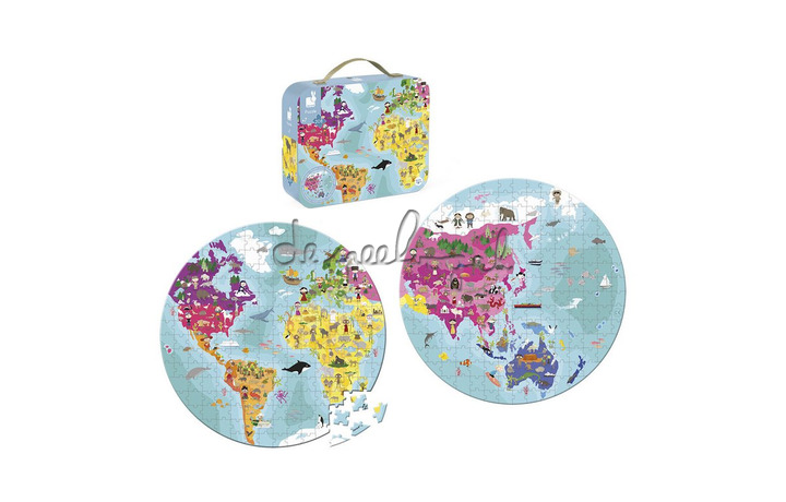 J02655 Puzzel, Kaart van de Wereld Dubbelzijdig 208st J02655 Puzzel, Kaart van de Wereld Dubbelzijdig 208st