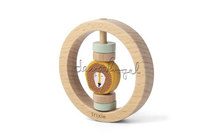 36134 Wooden round rattle - Mr. Lion